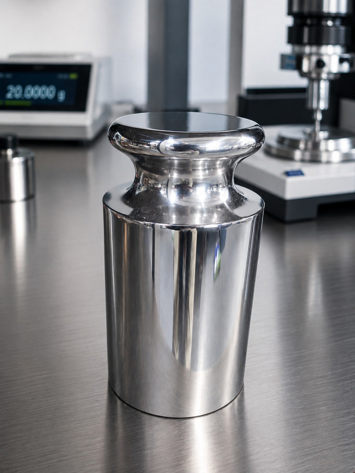 Representative single calibration weight in a laboratory; refer to the product specifications for nominal mass and weight form.