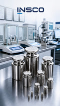 INSCO calibration weights in a laboratory. Representative selection image; refer to product specifications for mass range and accuracy class.